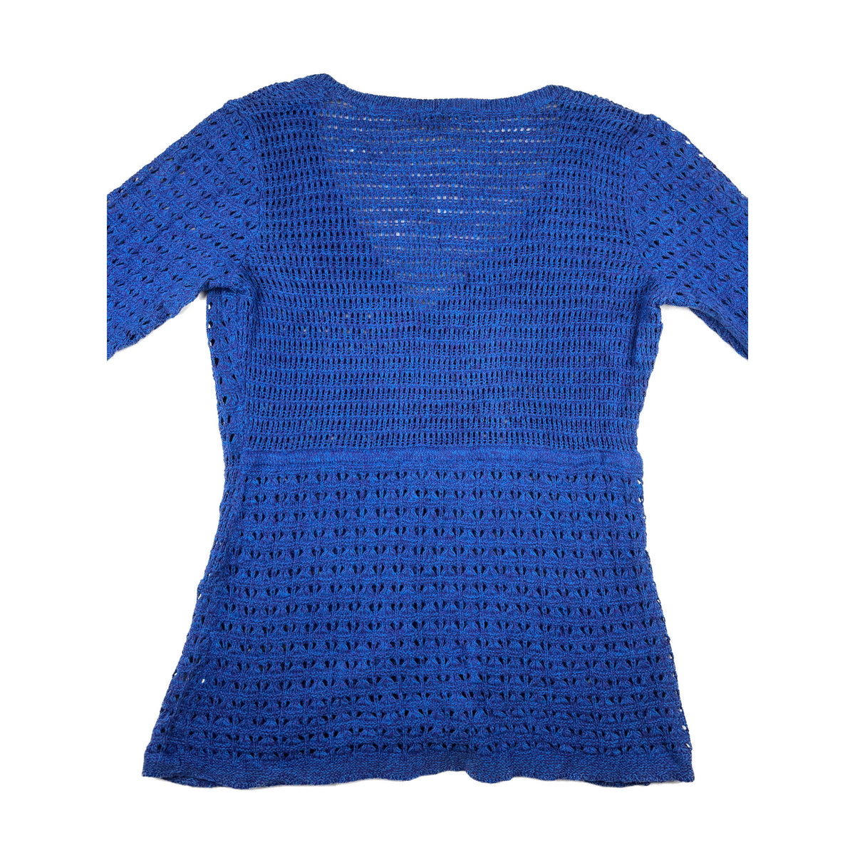 DKNY Jeans Vintage Lochstrick Cardigan V Ausschnitt L blau