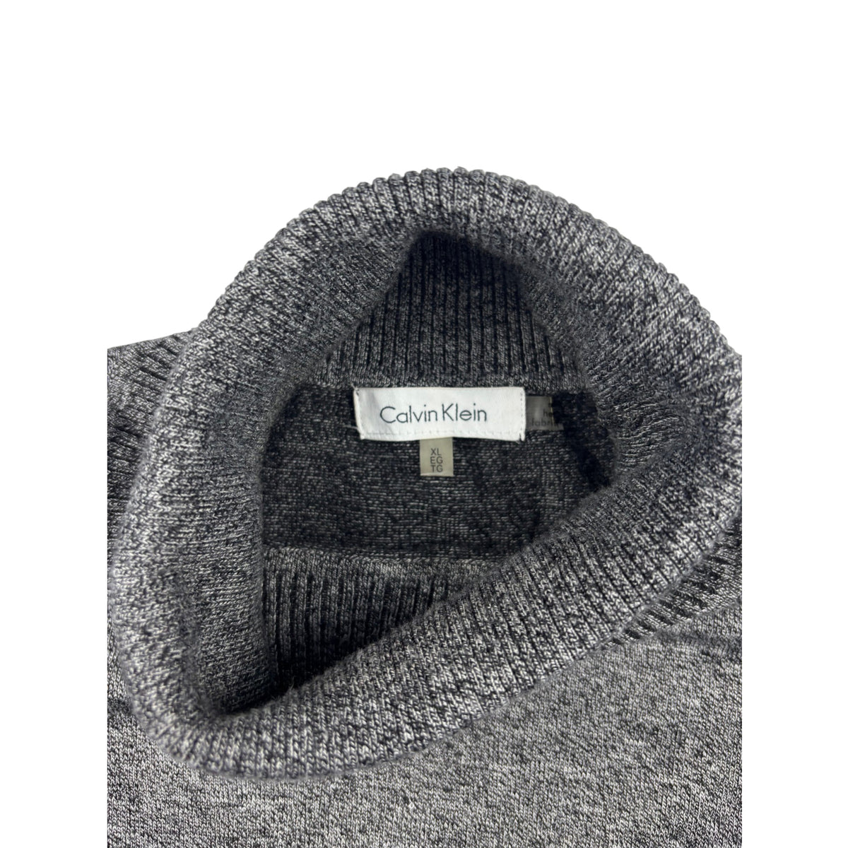 Calvin Klein Vintage Rollkragenpullover grau XL Feinstrick Turtleneck Sweater