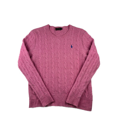 Polo Ralph Lauren Zopfstrickpullover Merinowolle Rosa M Cable Knit