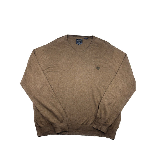 Chaps Vintage V-Neck Pullover braun XL Baumwolle Kaschmir Logo-Stick
