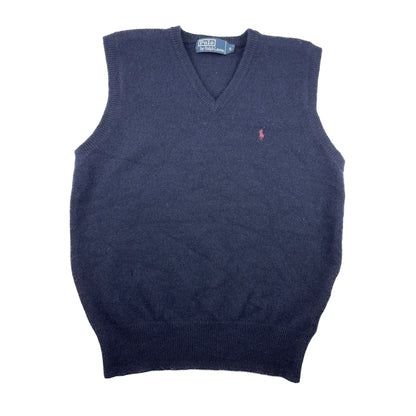 Ralph Lauren Vintage Strickweste dunkelblau M Lammwolle