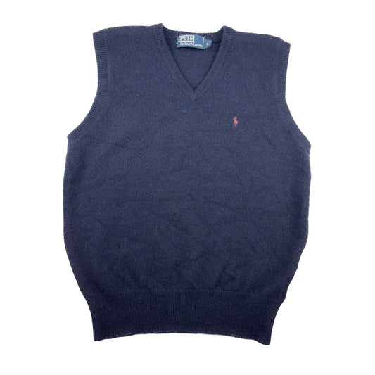 Ralph Lauren Vintage Strickweste dunkelblau M Lammwolle