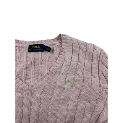 Ralph Lauren Vintage Strick Sweater V-Ausschnitt Rosa S