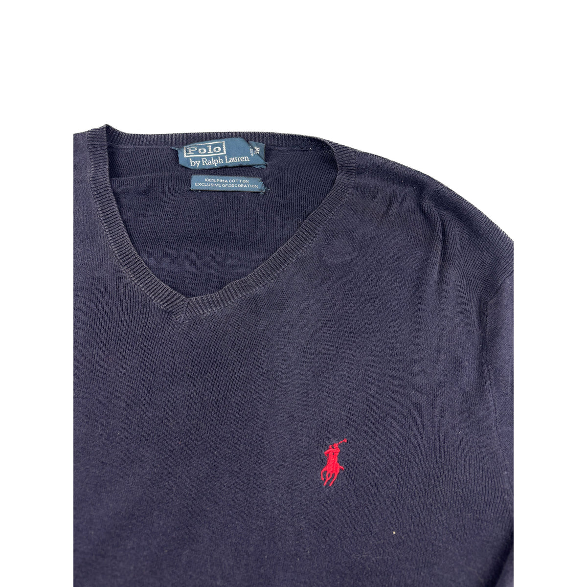 Ralph Lauren Vintage Sweater V-Ausschnitt M Marineblau