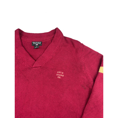 Ralph Lauren Vintage Sweater V-Ausschnitt L Rot