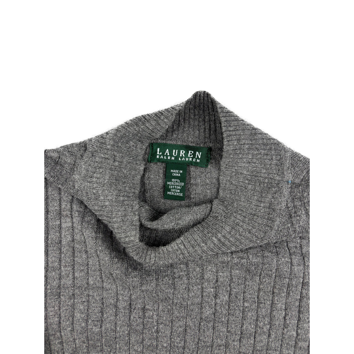 Ralph Lauren Vintage Rippstrick Rollkragen grau XS