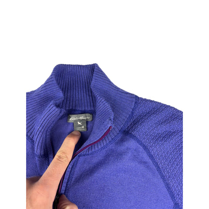 Eddie Bauer Merino-Wollmix Pullover Violett 1/4 Zip M