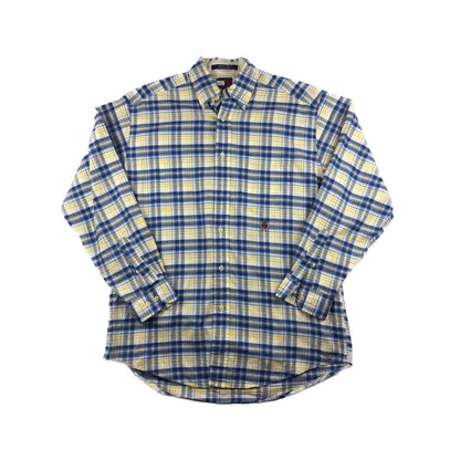 Tommy Hilfiger Button-Down Karohemd blau gelb M Vintage Hemd 90s