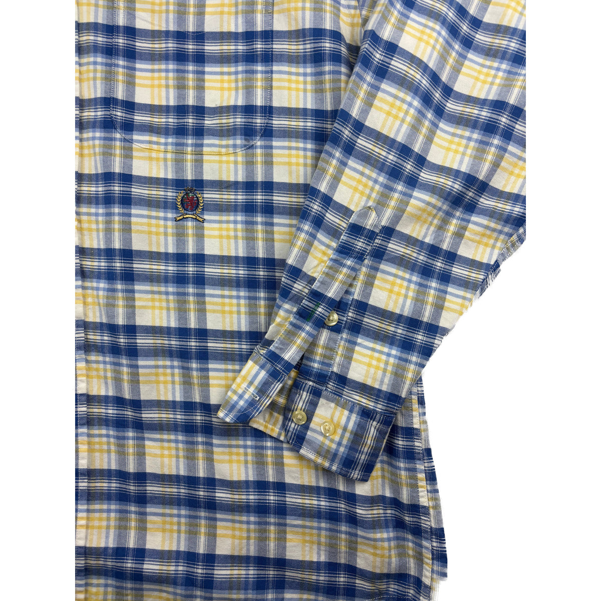 Tommy Hilfiger Button-Down Karohemd blau gelb M Vintage Hemd 90s