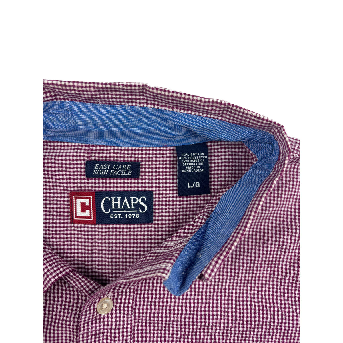 Chaps Button-Down Karohemd rot weiß L Vintage Hemd