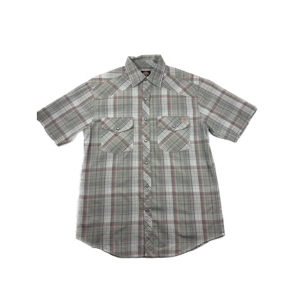 Dickies Western Pattern Kurzarmhemd grau gekreuzt S Workwear Hemd