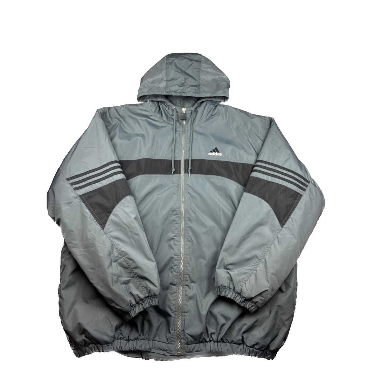 Adidas Retro 3-Stripes Jacke grau schwarz XL Vintage