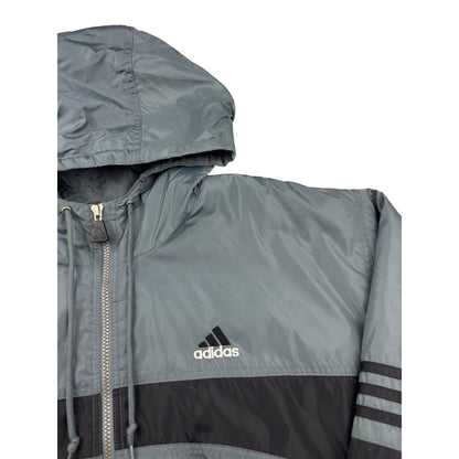 Adidas Retro 3-Stripes Jacke grau schwarz XL Vintage