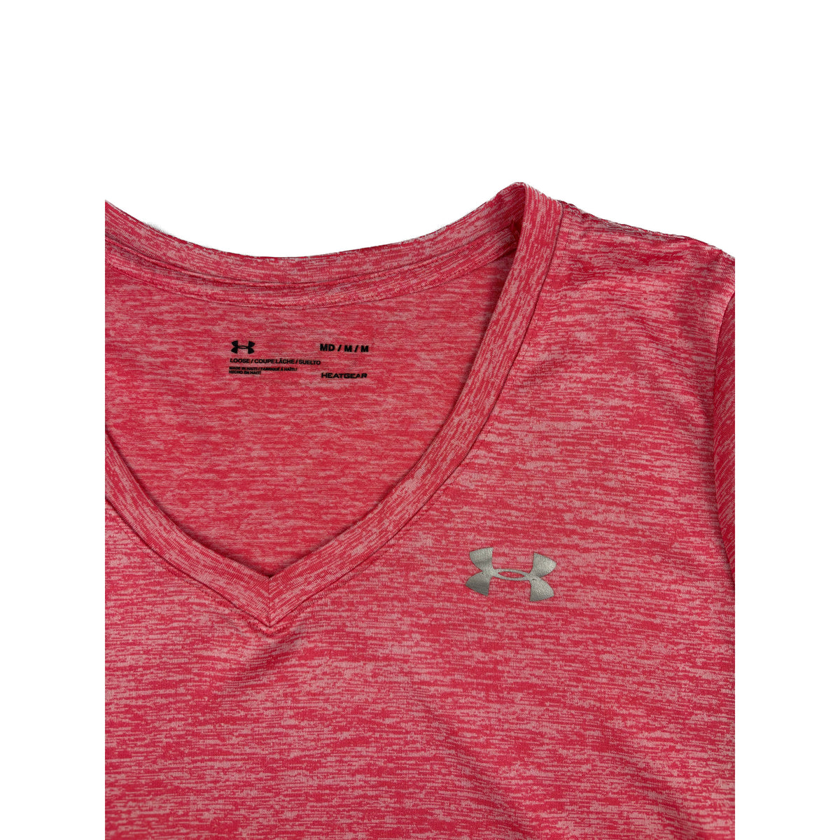 Under Armour Tech V-Neck T-shirt Meliertes rot pink M Sportshirt Damen
