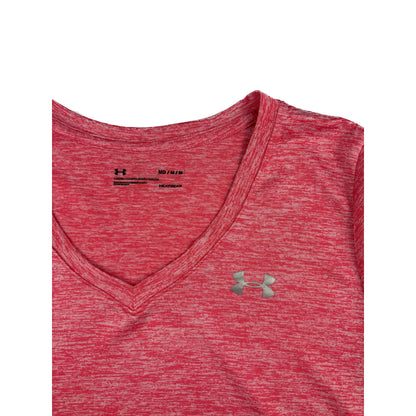 Under Armour Tech V-Neck T-shirt Meliertes rot pink M Sportshirt Damen