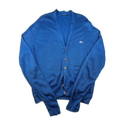 Lacoste Strickjacke blau Stickerei Logo XXL Vintage Cardigan