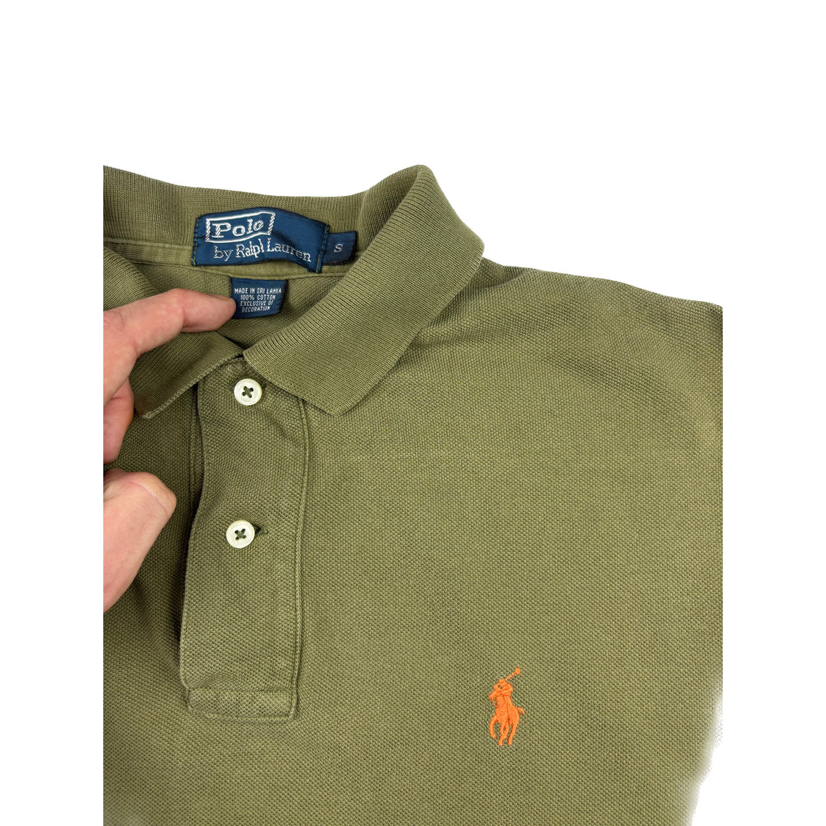 Polo Ralph Lauren Poloshirt Olivgrün Orange Logo S Vintage Polo