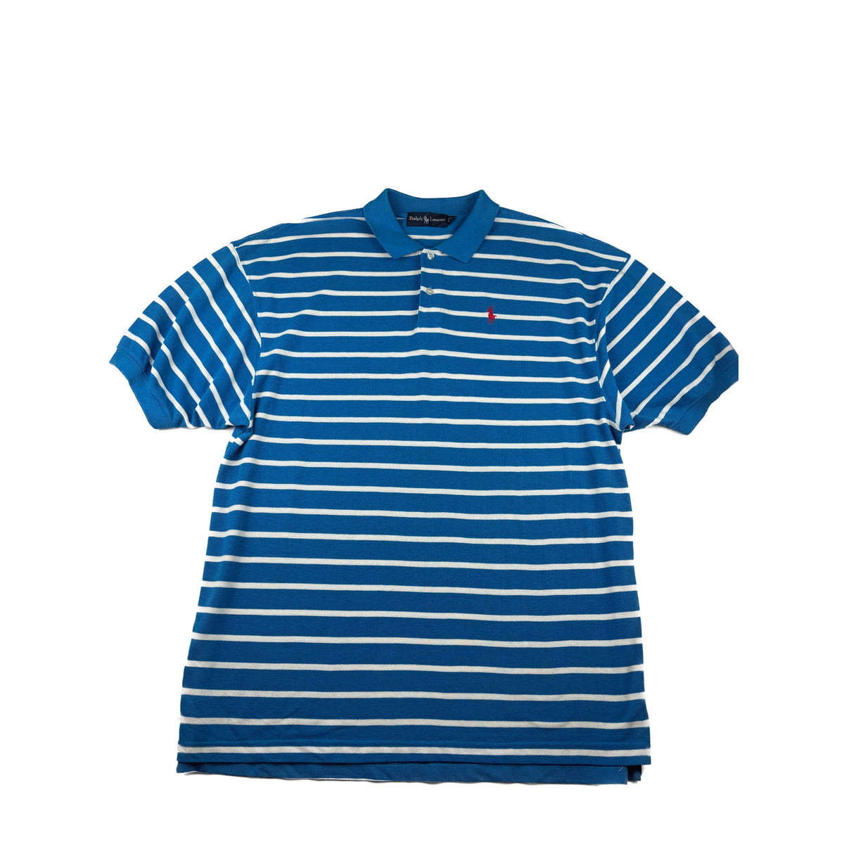 Ralph Lauren Poloshirt Blau Weiß gestreift XXL Vintage Polo shirt