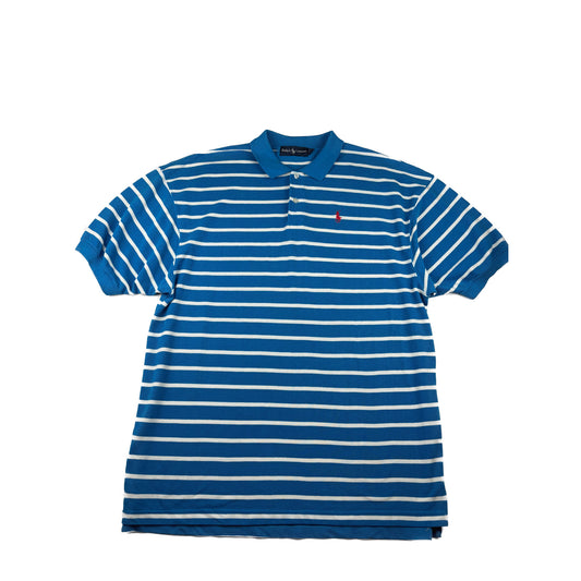Ralph Lauren Poloshirt Blau Weiß gestreift XXL Vintage Polo shirt