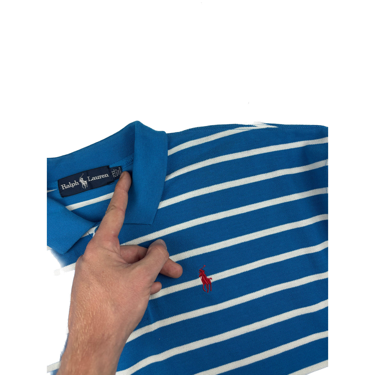 Ralph Lauren Poloshirt Blau Weiß gestreift XXL Vintage Polo shirt