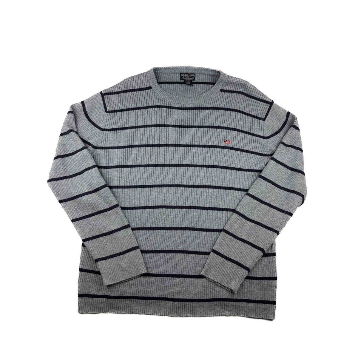 Polo Jeans Co. Ralph Lauren Strickpullover Grau Gestreift XL Vintage