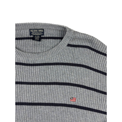 Polo Jeans Co. Ralph Lauren Strickpullover Grau Gestreift XL Vintage