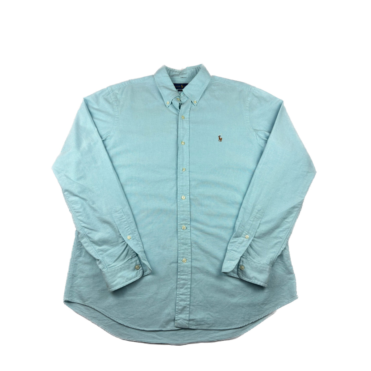 Ralph Lauren Button-Down Hemd Hellblau Stickerei Logo L Oxford Hemd