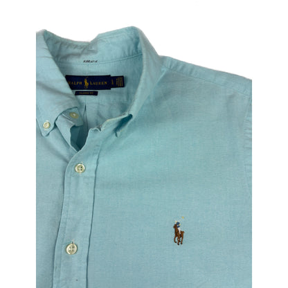 Ralph Lauren Button-Down Hemd Hellblau Stickerei Logo L Oxford Hemd