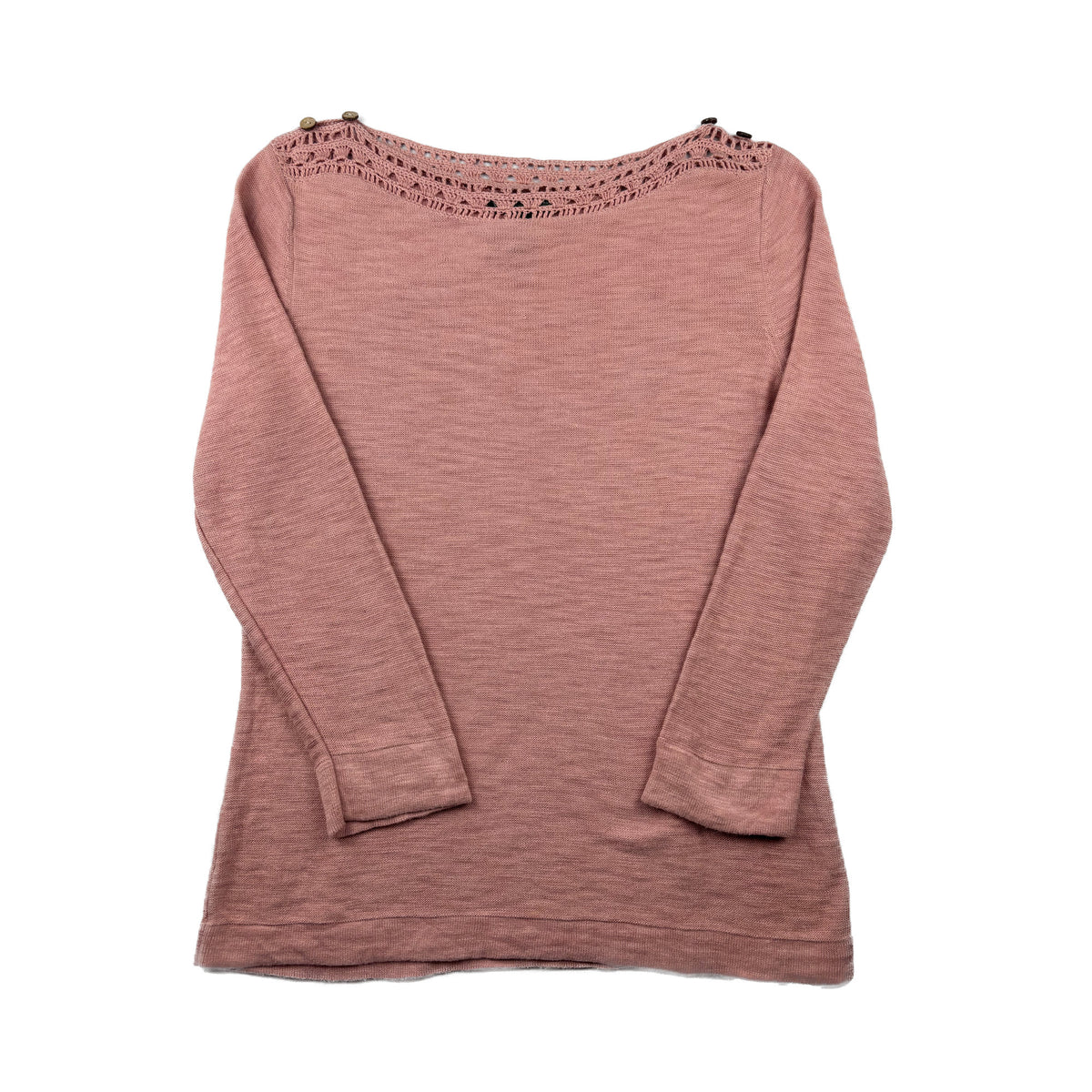 Ralph Lauren Strickpullover Altrosa Häkel-Ausschnitt S Vintage