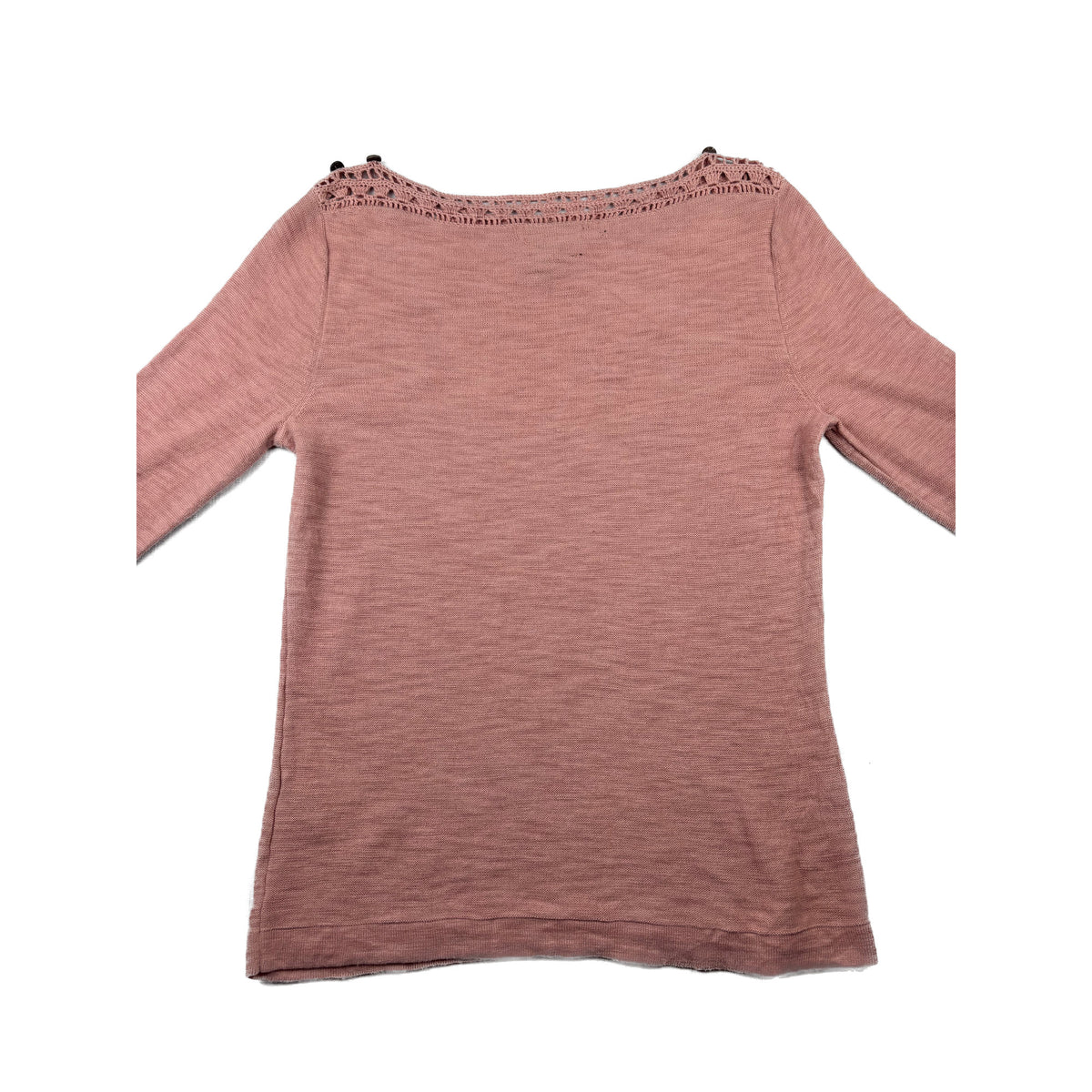 Ralph Lauren Strickpullover Altrosa Häkel-Ausschnitt S Vintage
