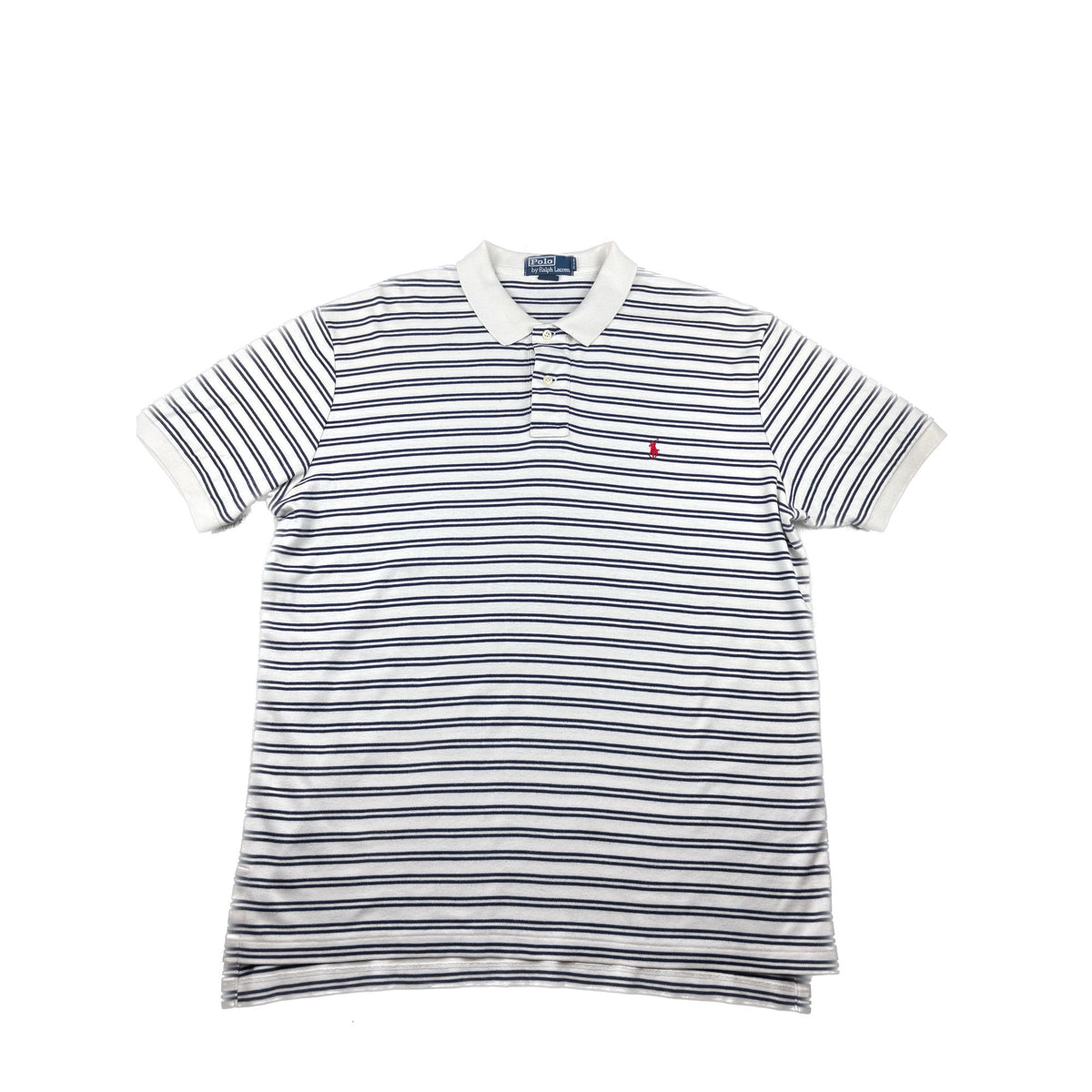 Polo Ralph Lauren Poloshirt weiß blau gestreift L Vintage Polo