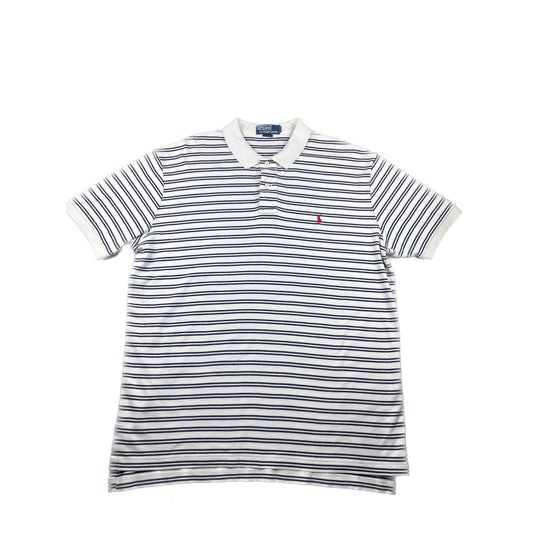Polo Ralph Lauren Poloshirt weiß blau gestreift L Vintage Polo
