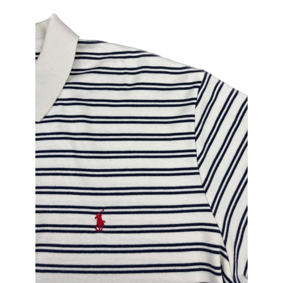 Polo Ralph Lauren Poloshirt weiß blau gestreift L Vintage Polo