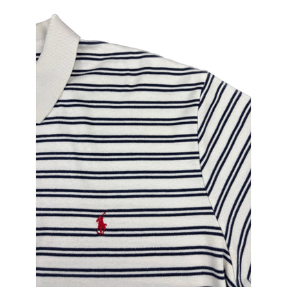 Polo Ralph Lauren Poloshirt weiß blau gestreift L Vintage Polo