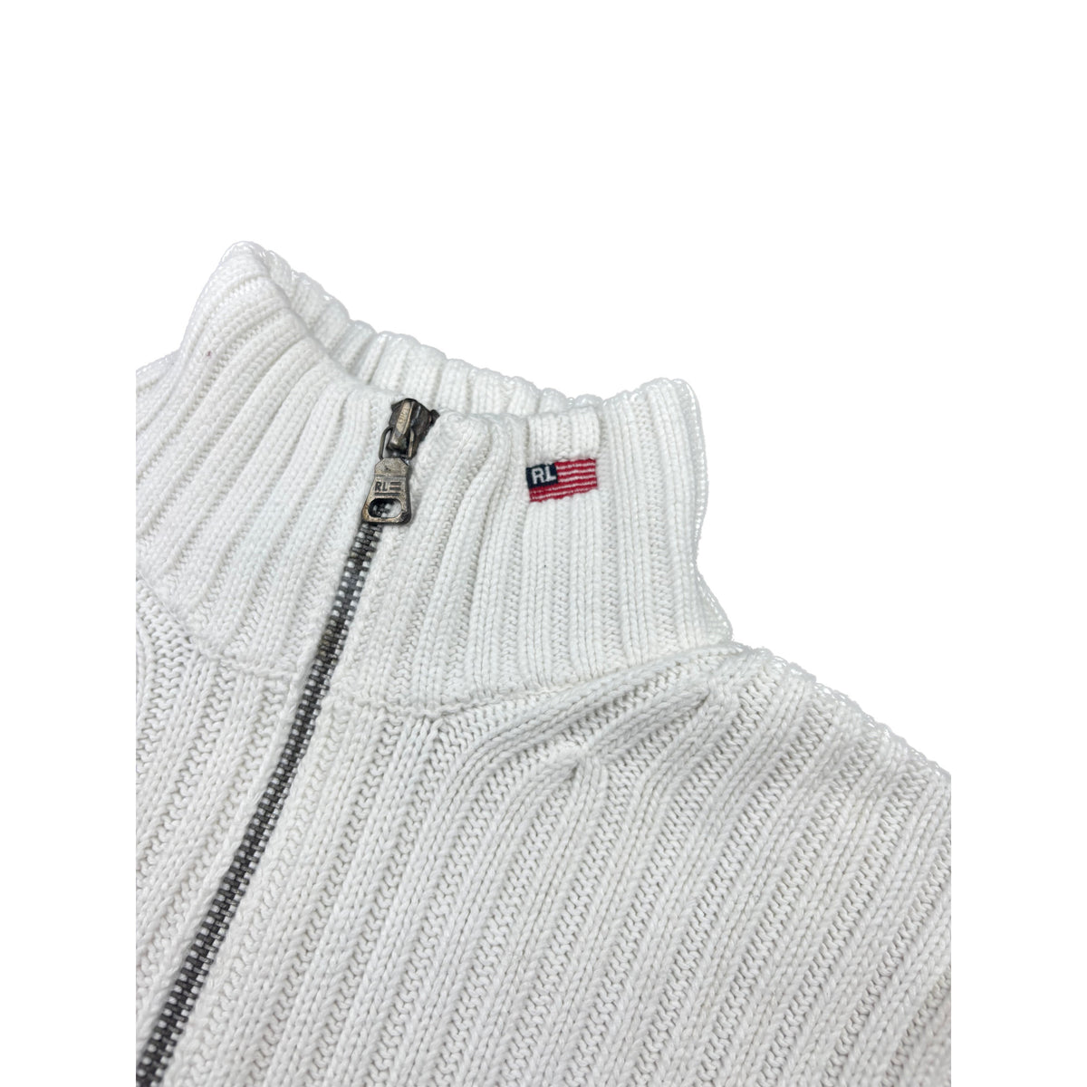 Polo Ralph Lauren Rippstrick Strickjacke weiß Full-Zip S Vintage