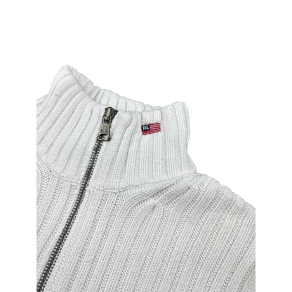 Polo Ralph Lauren Rippstrick Strickjacke weiß Full-Zip S Vintage