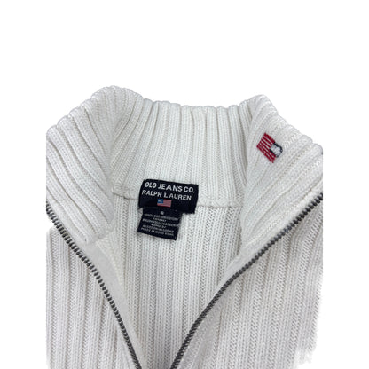 Polo Ralph Lauren Rippstrick Strickjacke weiß Full-Zip S Vintage