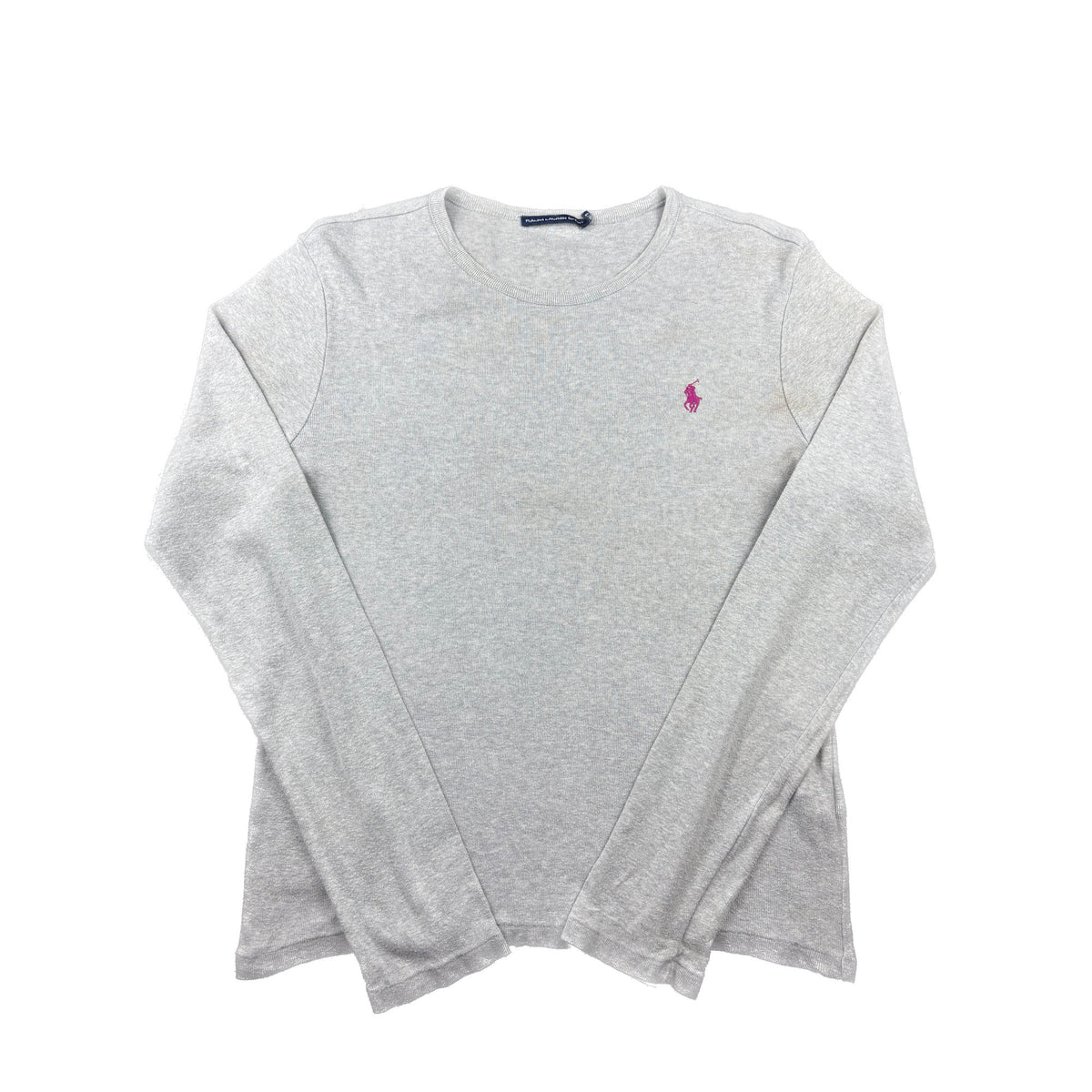 Ralph Lauren Sport Longsleeve grau pink Logo L Langarmshirt