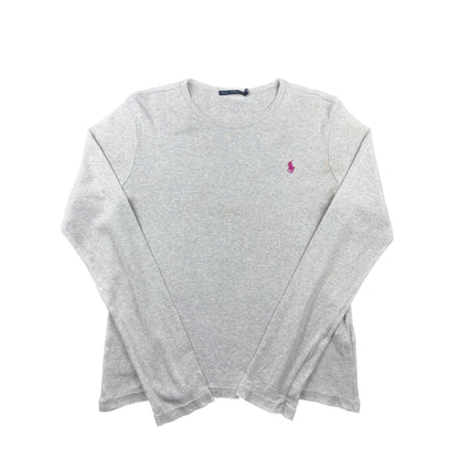 Ralph Lauren Sport Longsleeve grau pink Logo L Langarmshirt