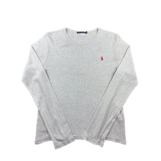 Ralph Lauren Sport Longsleeve grau pink Logo L Langarmshirt