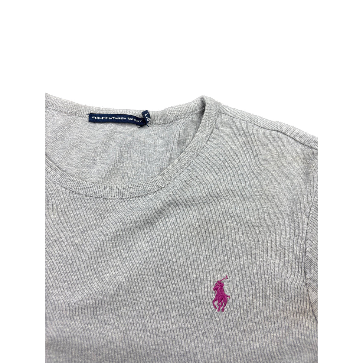 Ralph Lauren Sport Longsleeve grau pink Logo L Langarmshirt