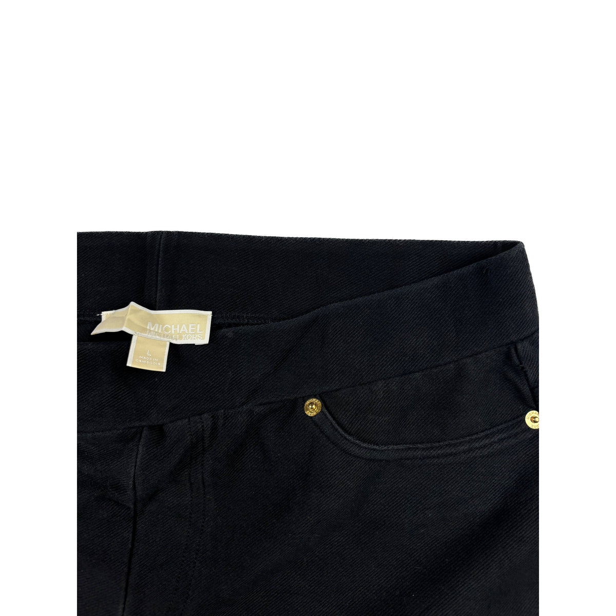 Michael Kors Stretch Hose schwarz Gold detail L Elegante Stoffhose