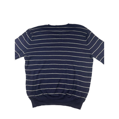 Polo Ralph Lauren Strickpullover blau gestreift V-Neck M Vintage Sweater