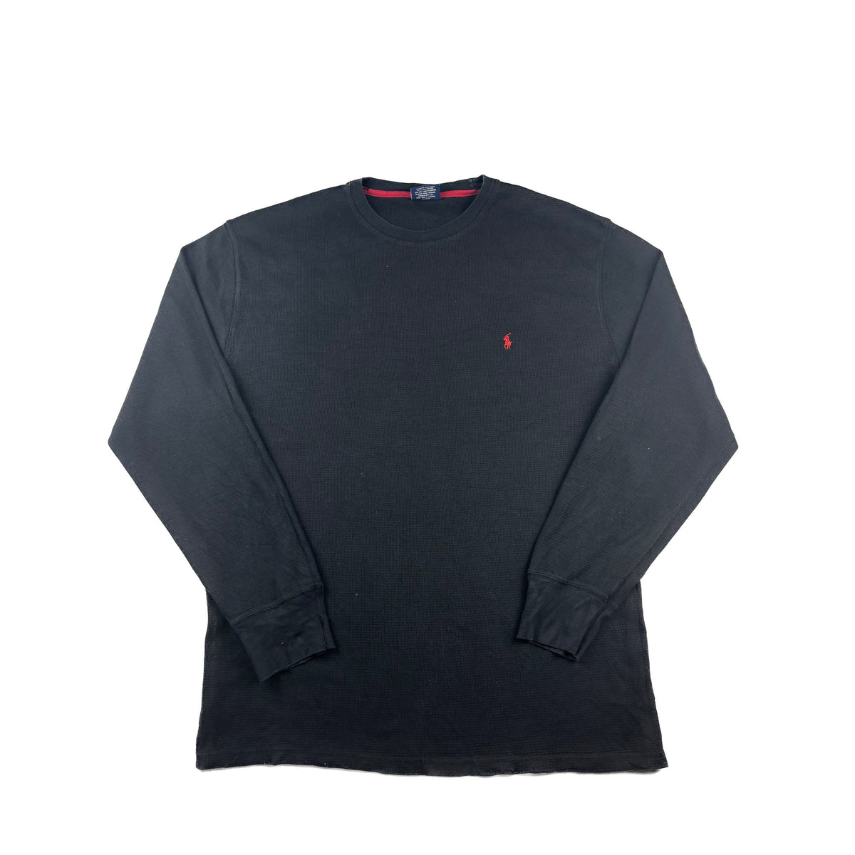 Polo Ralph Lauren Longsleeve Schwarz red Pony Waffeloptik XL Vintage