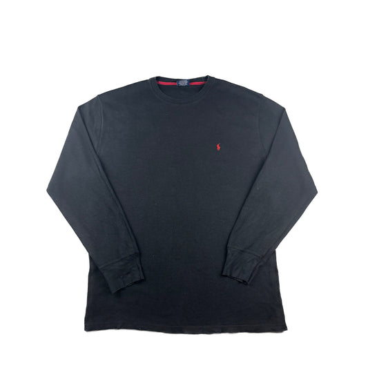 Polo Ralph Lauren Longsleeve Schwarz red Pony Waffeloptik XL Vintage