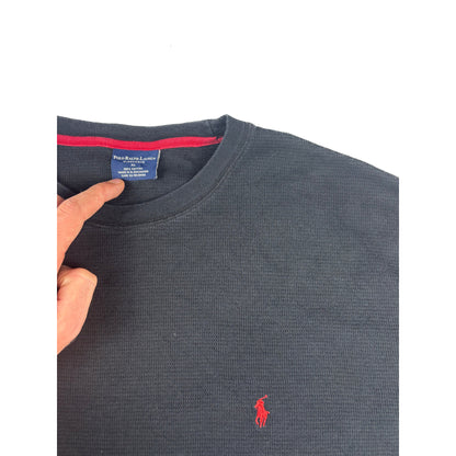 Polo Ralph Lauren Longsleeve Schwarz red Pony Waffeloptik XL Vintage