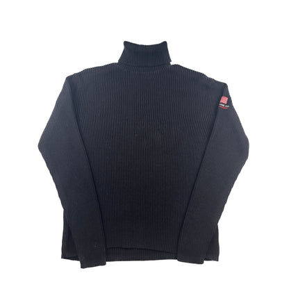 Polo Jeans Co. Ralph Lauren Rollkragenpullover schwarz US Flagge M Strickpullover