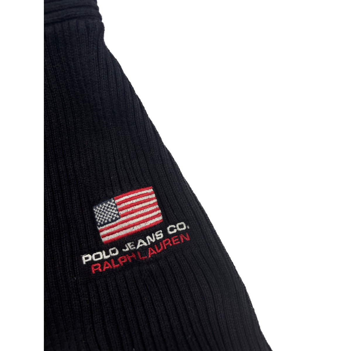 Polo Jeans Co. Ralph Lauren Rollkragenpullover schwarz US Flagge M Strickpullover