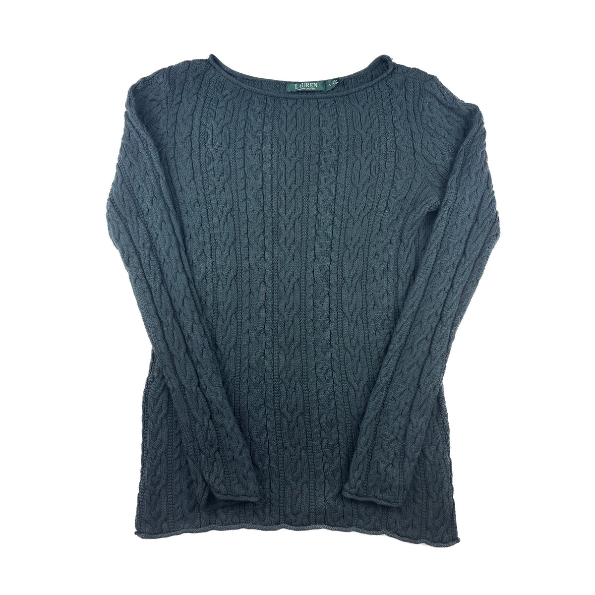 Ralph Lauren Zopfmuster Pullover dunkelgrün Cable Knit L Damen Strickpullover