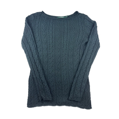 Ralph Lauren Zopfmuster Pullover dunkelgrün Cable Knit L Damen Strickpullover